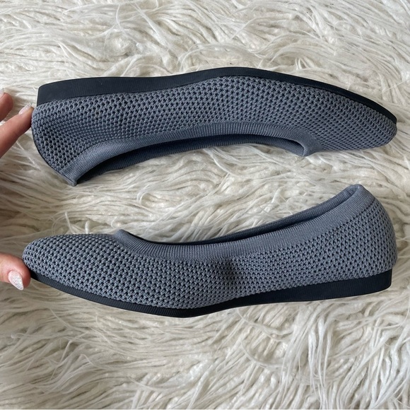 All Black Footwear Gray Mesh Pointes Toe Ballet Flat Comfort Shoes EUC Size 38 - Picture 4 of 10